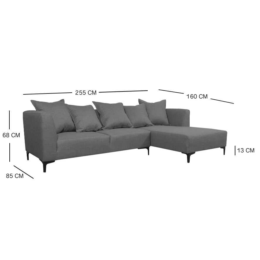 SECCIONAL CORDELIA FELPA GRIS - 3