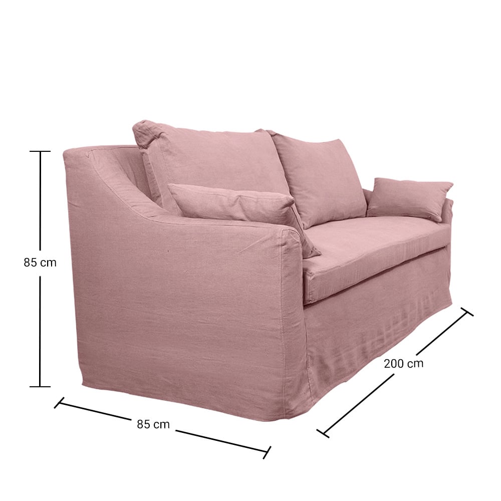 SOFA LIRCAY 3 CUERPOS CHENILLE PALO ROSA - 4