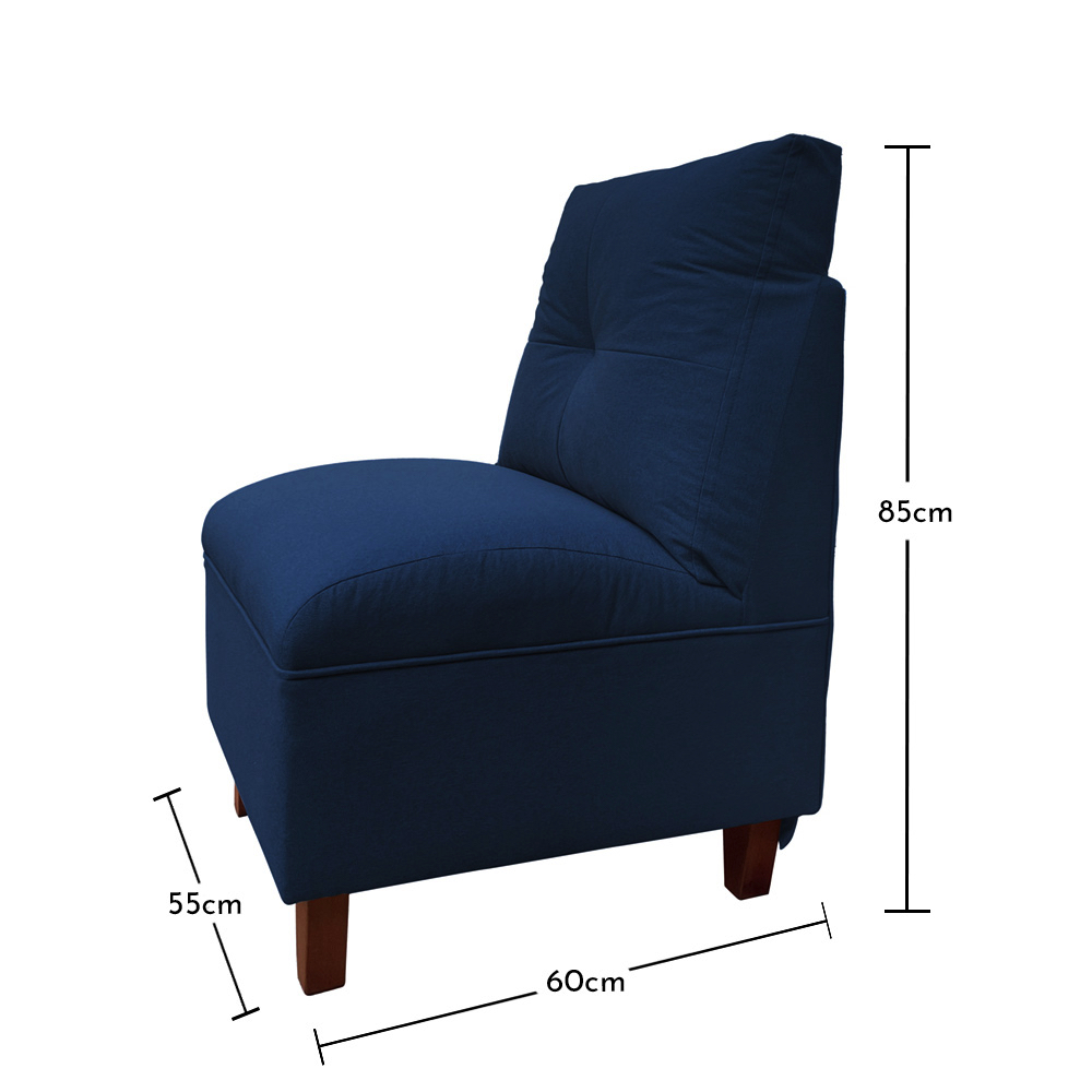 BUTACAS MATEO 1 CUERPO PATA MADERA CHENILLE AZUL PAR - 5