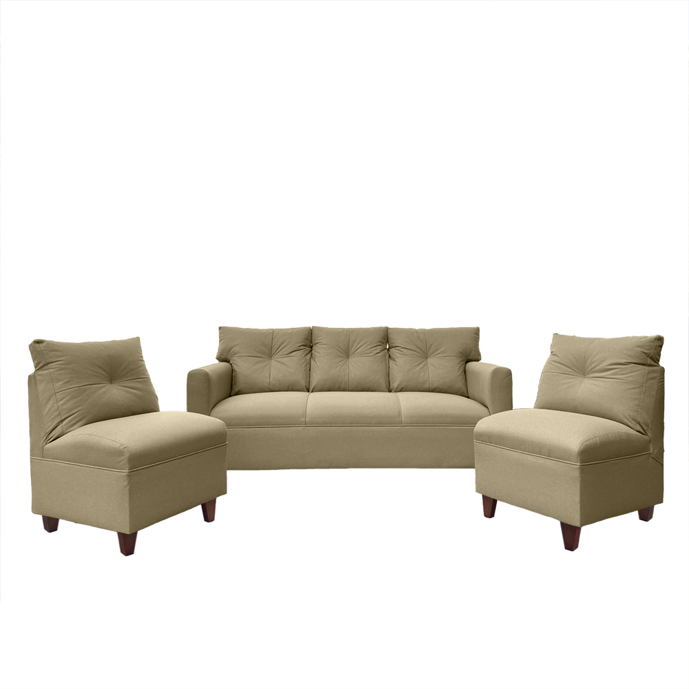 JUEGO LIVING MATEO 3-1-1 CUERPOS PATA MADERA CHENILLE BEIGE - 1