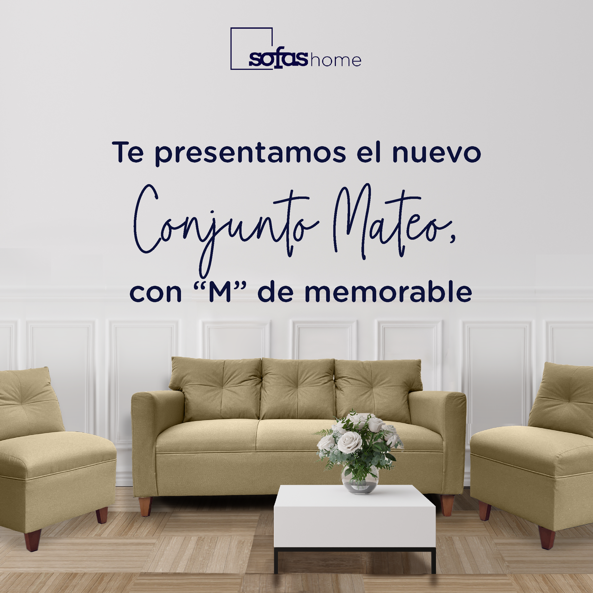JUEGO LIVING MATEO 3-1-1 CUERPOS PATA MADERA CHENILLE BEIGE - 2