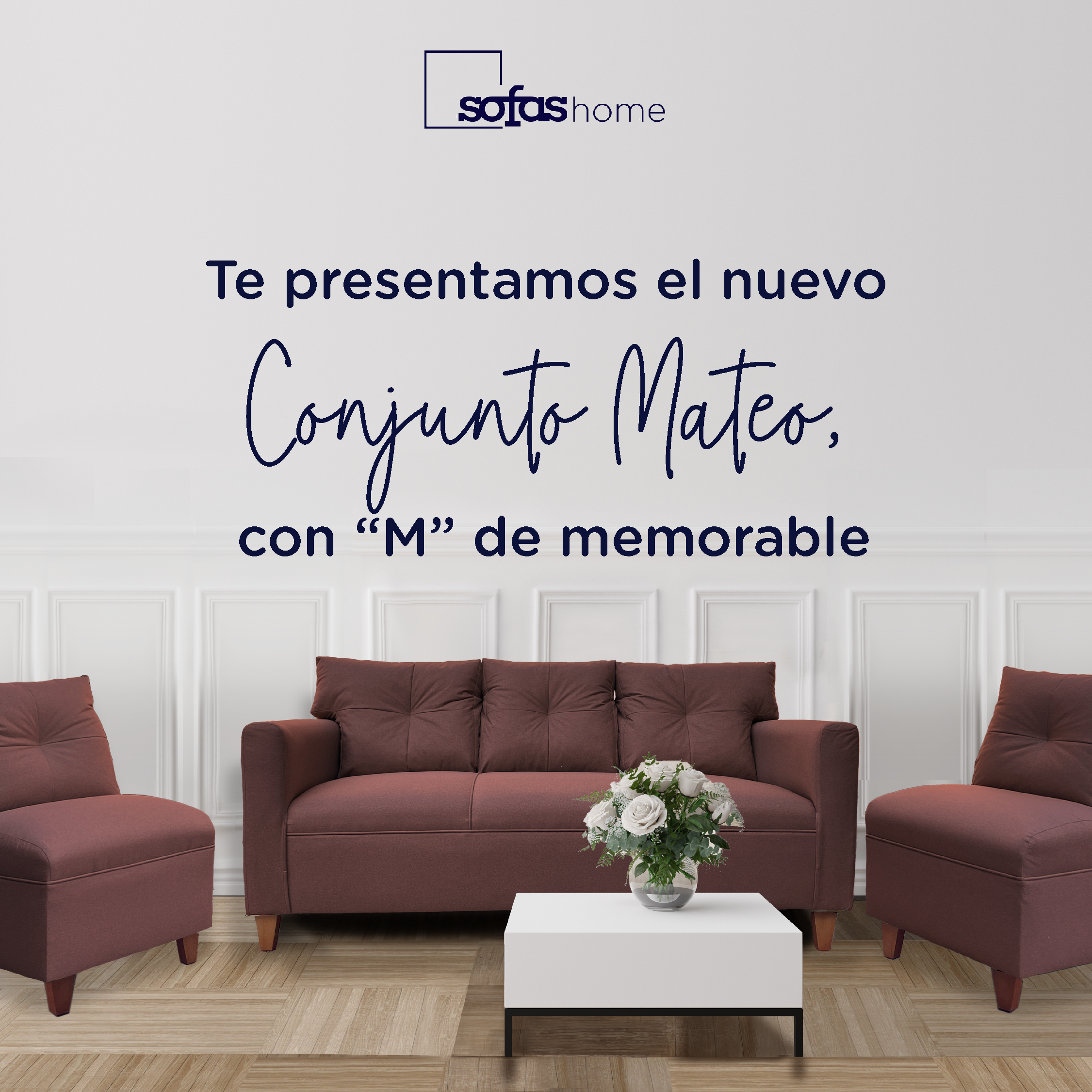 JUEGO LIVING MATEO 3-1-1 CUERPOS PATA MADERA CHENILLE CAFÉ - 2