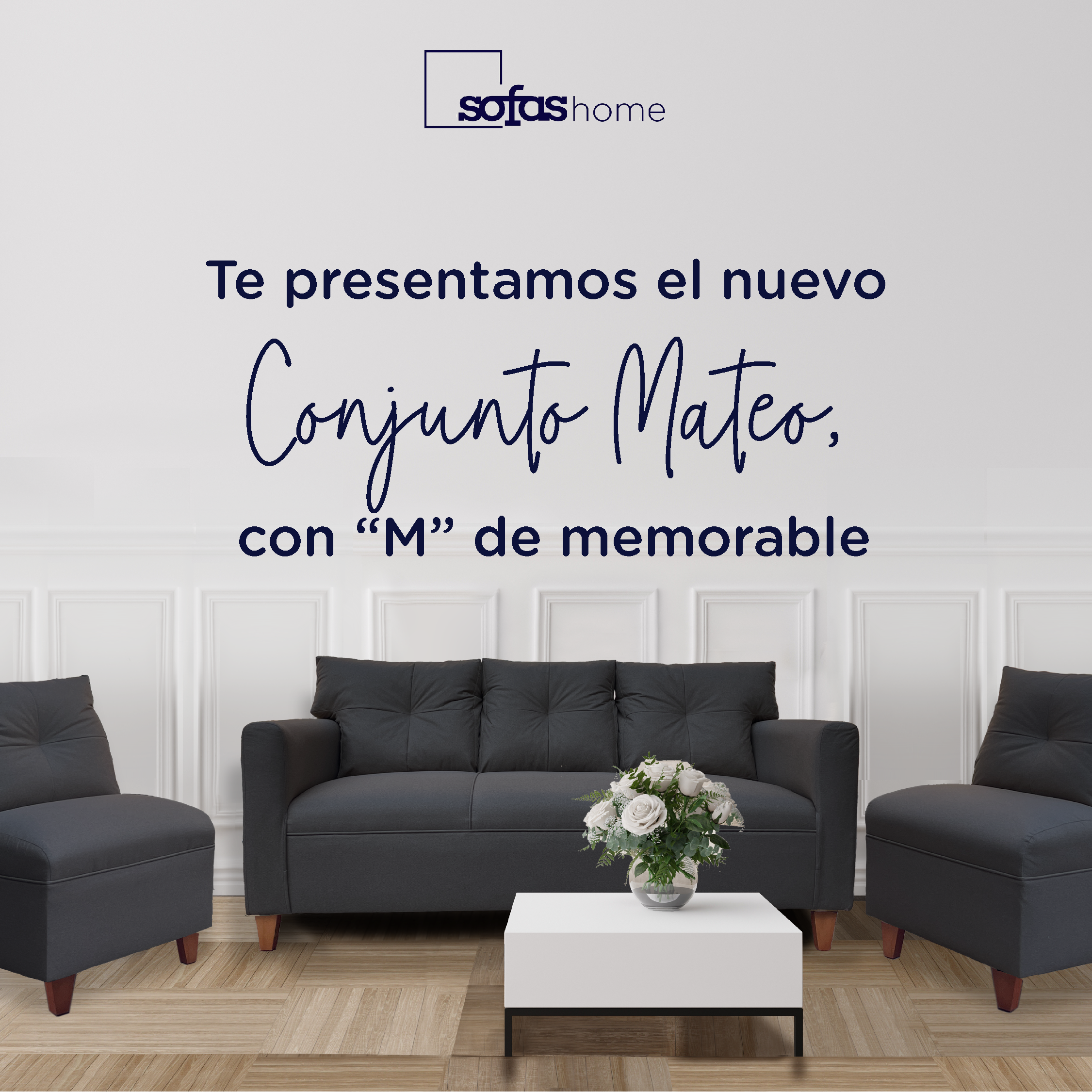 JUEGO LIVING MATEO 3-1-1 CUERPOS PATA MADERA CHENILLE GRAFITO - 2