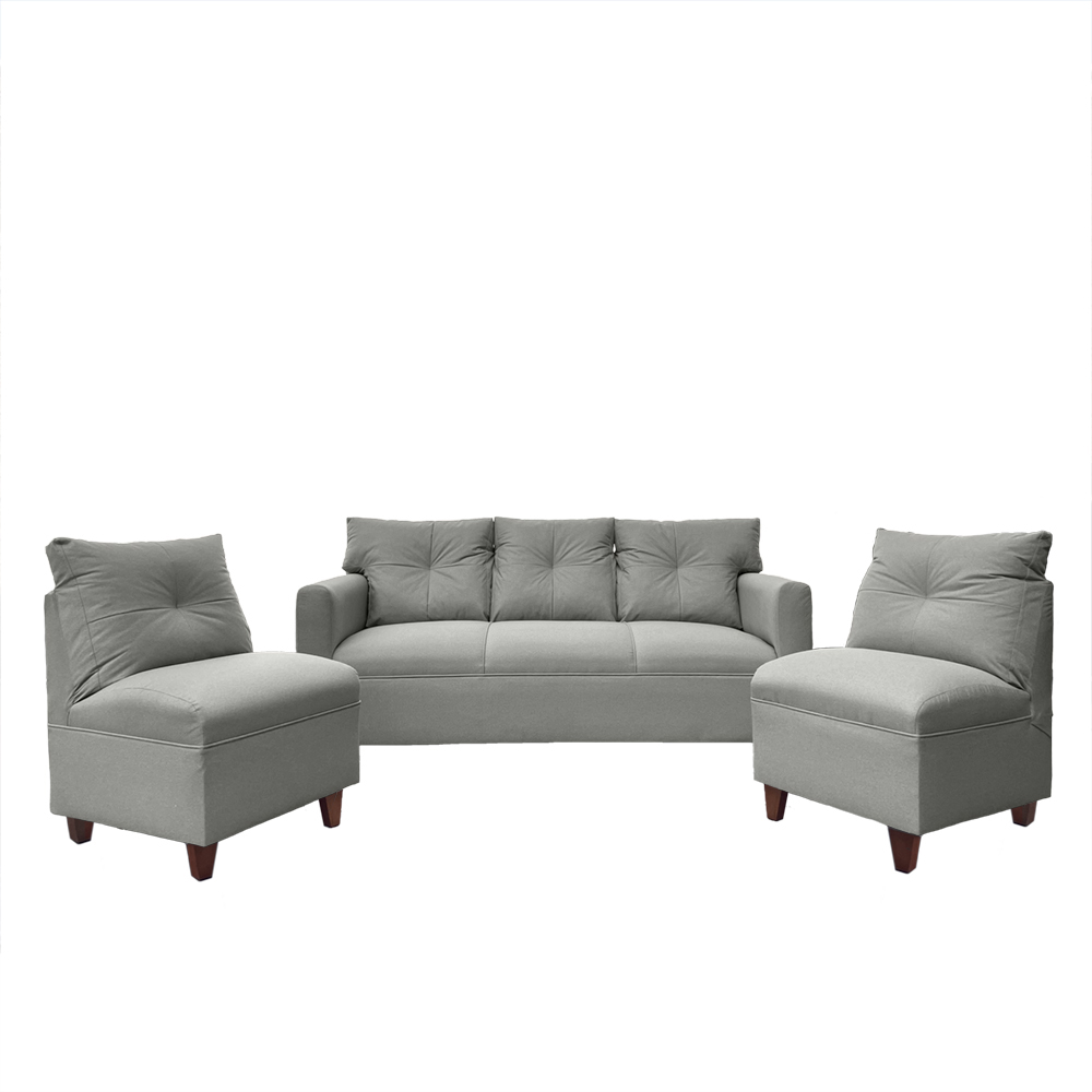 JUEGO LIVING MATEO 3-1-1 CUERPOS PATA MADERA CHENILLE GRIS - 1
