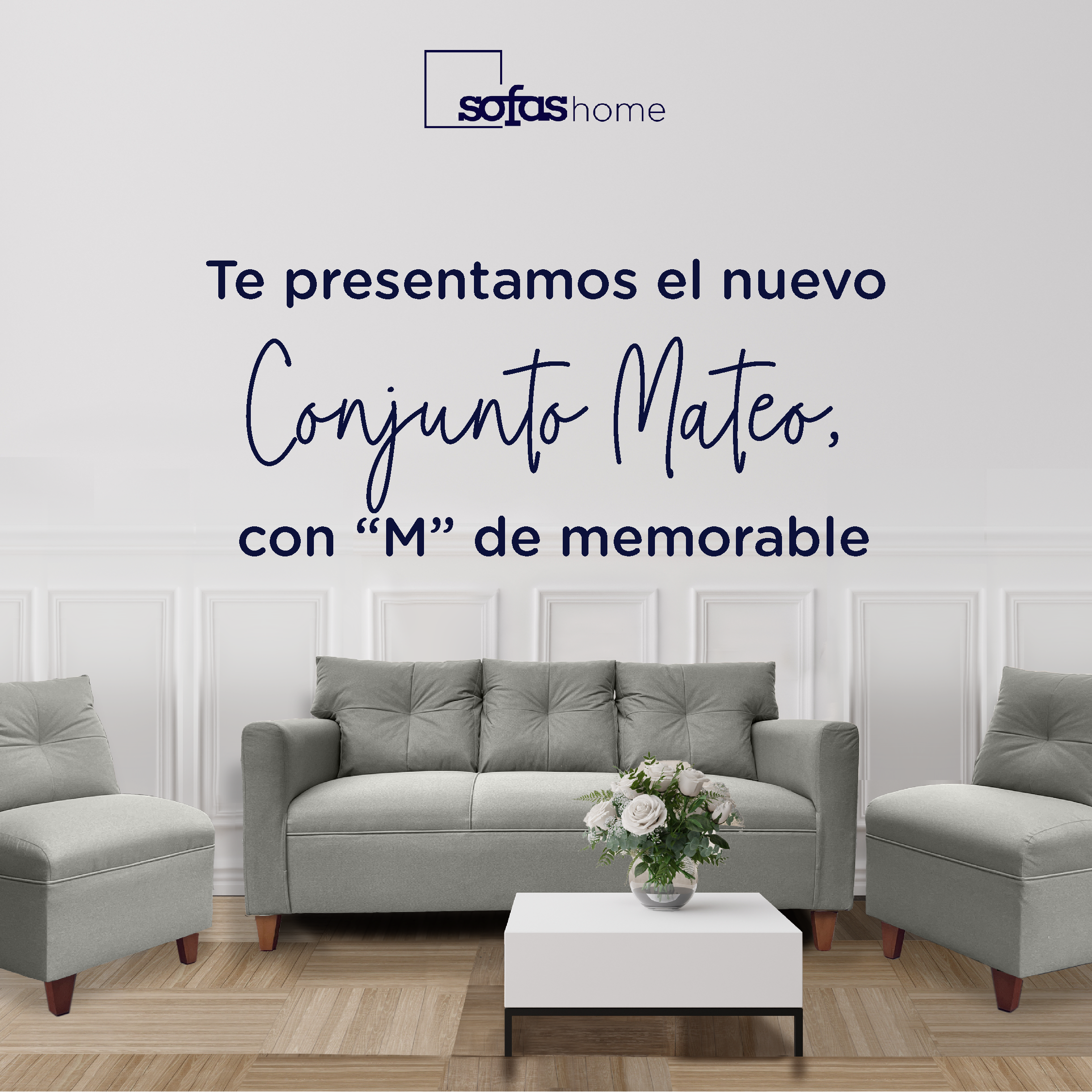 JUEGO LIVING MATEO 3-1-1 CUERPOS PATA MADERA CHENILLE GRIS - 2