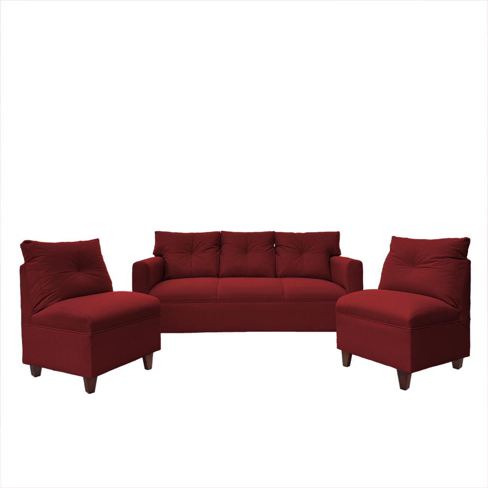 JUEGO LIVING MATEO 3-1-1 CUERPOS PATA MADERA CHENILLE ROJO - 1