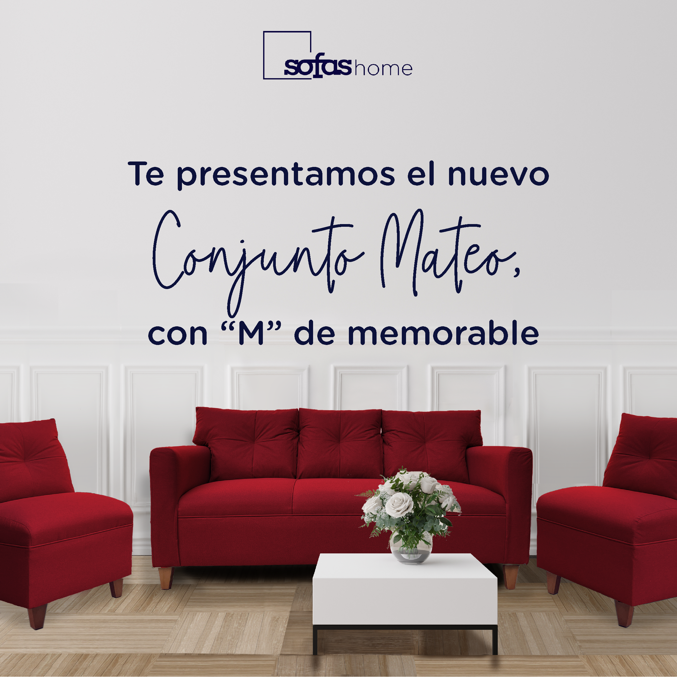 JUEGO LIVING MATEO 3-1-1 CUERPOS PATA MADERA CHENILLE ROJO - 2