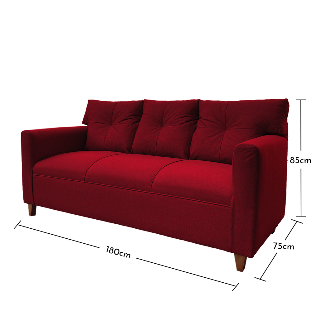 JUEGO LIVING MATEO 3-1-1 CUERPOS PATA MADERA CHENILLE ROJO - 5