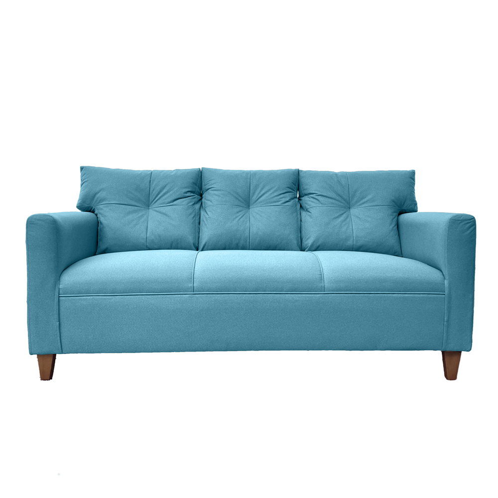 JUEGO LIVING MATEO 3-1-1 CUERPOS PATA MADERA CHENILLE TURQUESA - 3