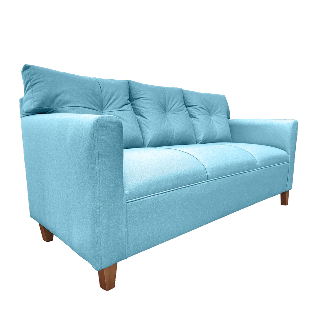JUEGO LIVING MATEO 3-1-1 CUERPOS PATA MADERA CHENILLE TURQUESA - 4