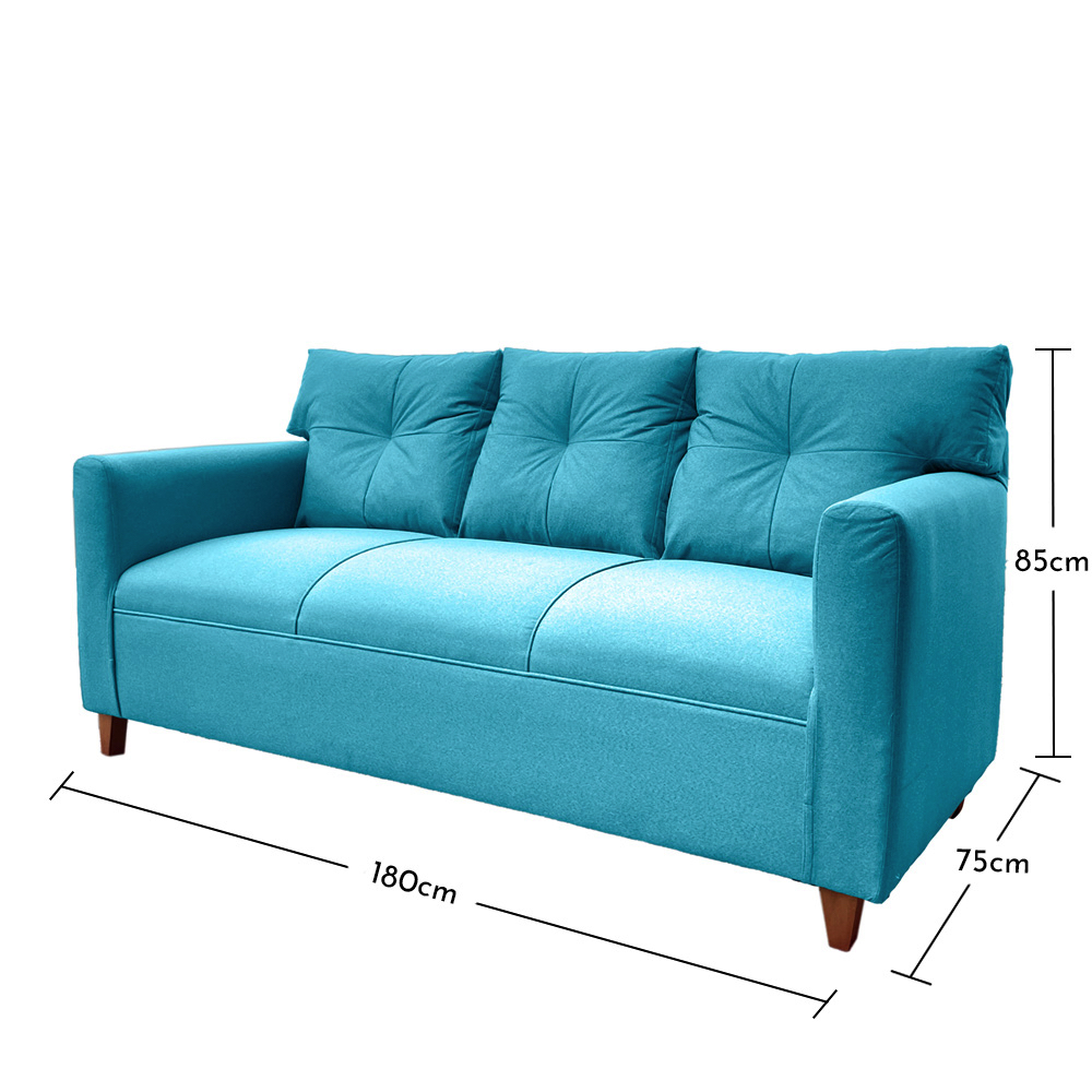 JUEGO LIVING MATEO 3-1-1 CUERPOS PATA MADERA CHENILLE TURQUESA - 5