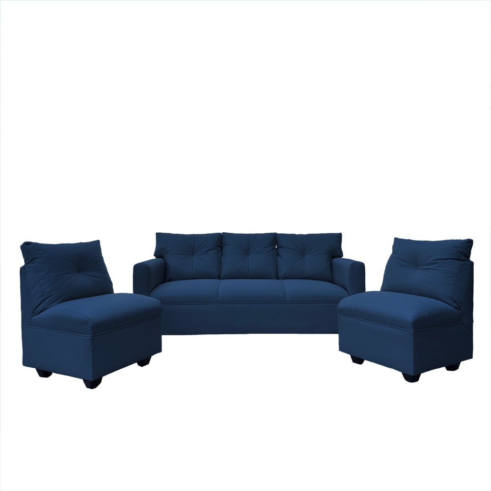 JUEGO LIVING MATEO 3-1-1 CUERPOS CHENILLE AZUL PATA PLASTICA - 1