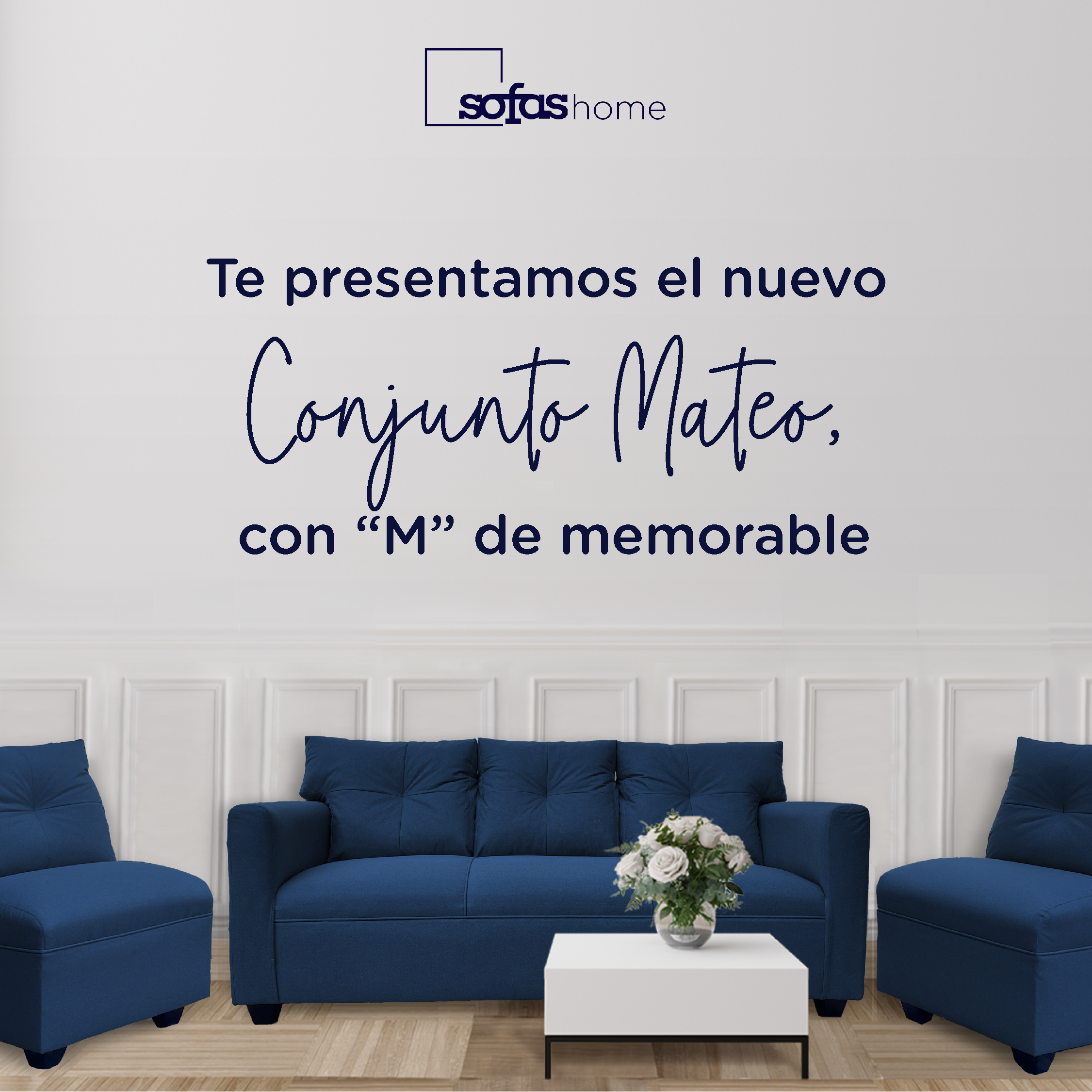 JUEGO LIVING MATEO 3-1-1 CUERPOS CHENILLE AZUL PATA PLASTICA - 2