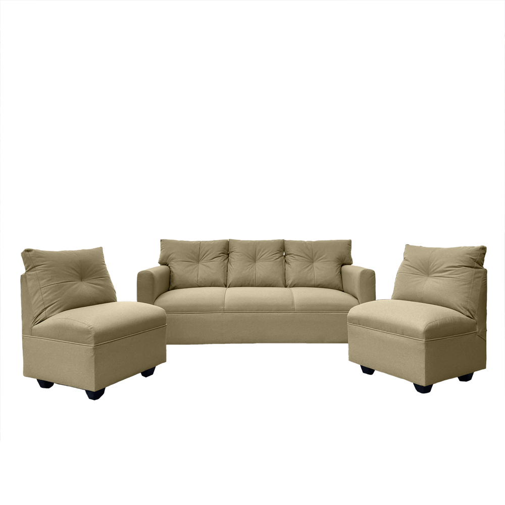 JUEGO LIVING MATEO 3-1-1 CUERPOS CHENILLE BEIGE PATA PLASTICA - 1