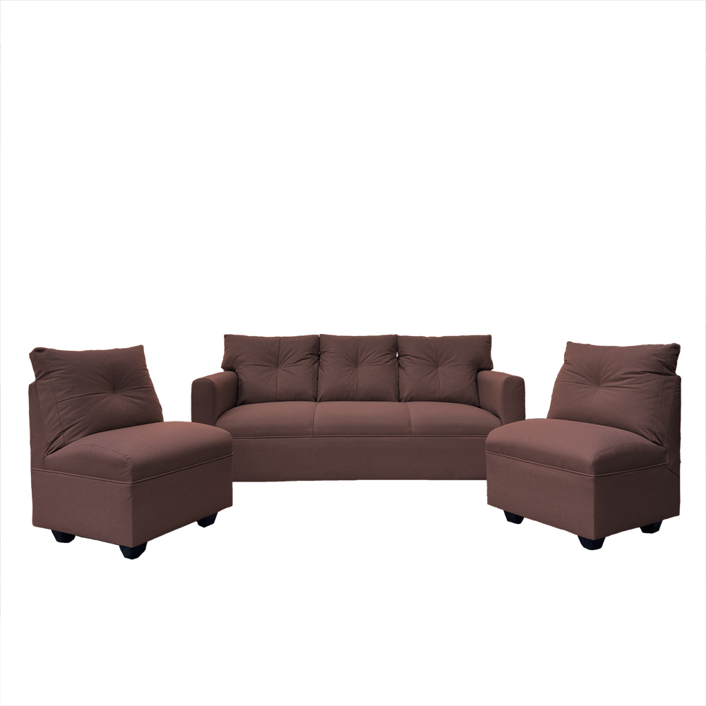 JUEGO LIVING MATEO 3-1-1 CUERPOS CHENILLE CAFÉ PATA PLASTICA - 1