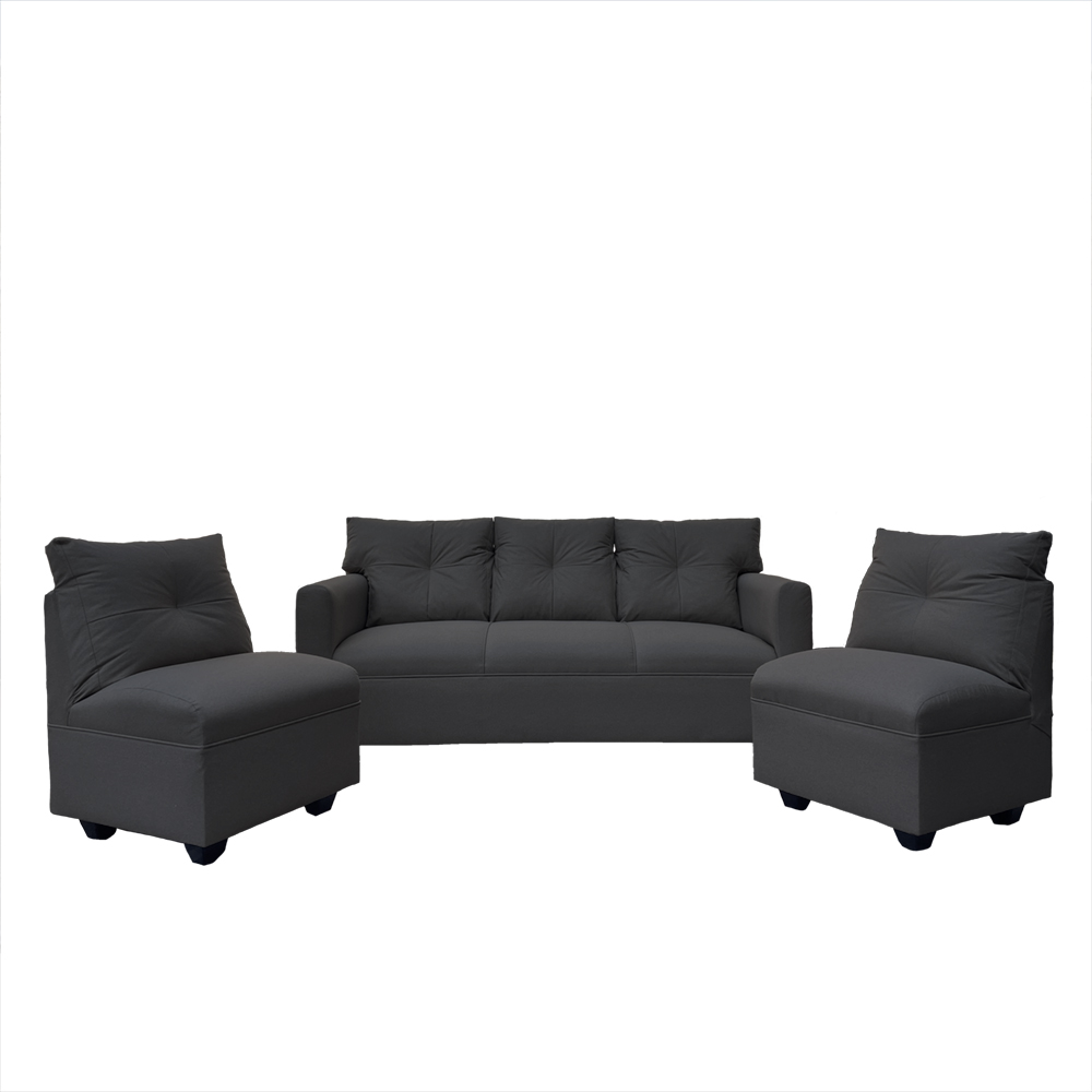 JUEGO LIVING MATEO 3-1-1 CUERPOS CHENILLE GRAFITO PATA PLASTICA - 1