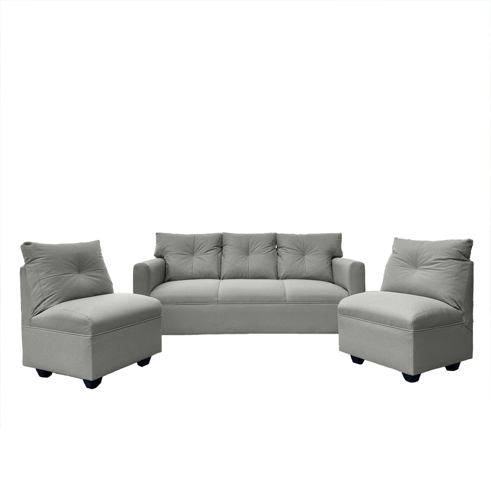 JUEGO LIVING MATEO 3-1-1 CUERPOS CHENILLE GRIS PATA PLASTICA - 1