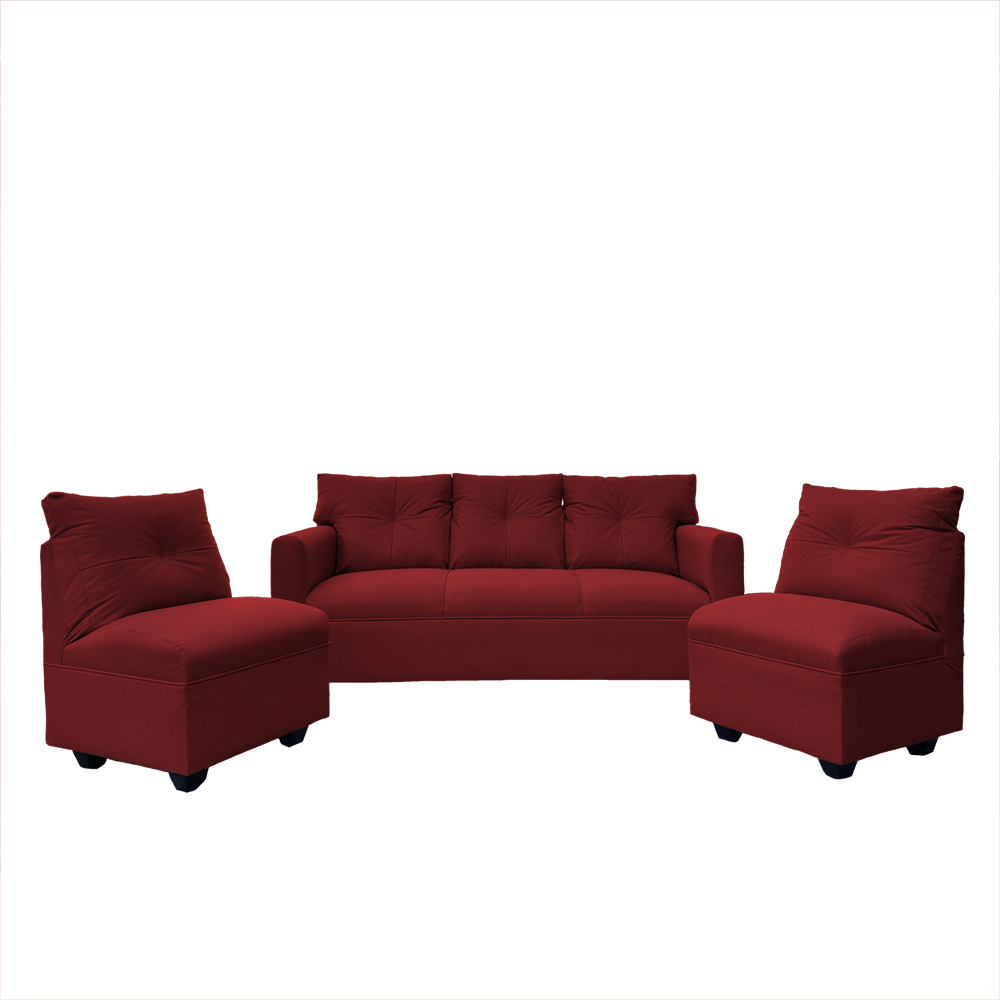 JUEGO LIVING MATEO 3-1-1 CUERPOS CHENILLE ROJO PATA PLASTICA - 1