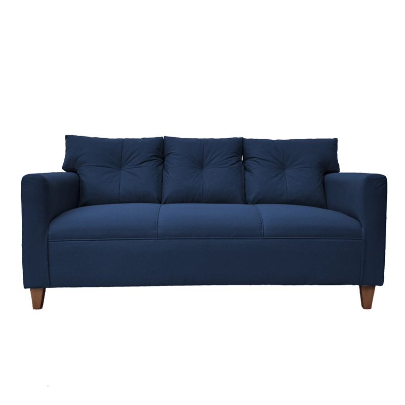 SOFA MATEO 3 CUERPOS PATA MADERA CHENILLE AZUL - 1