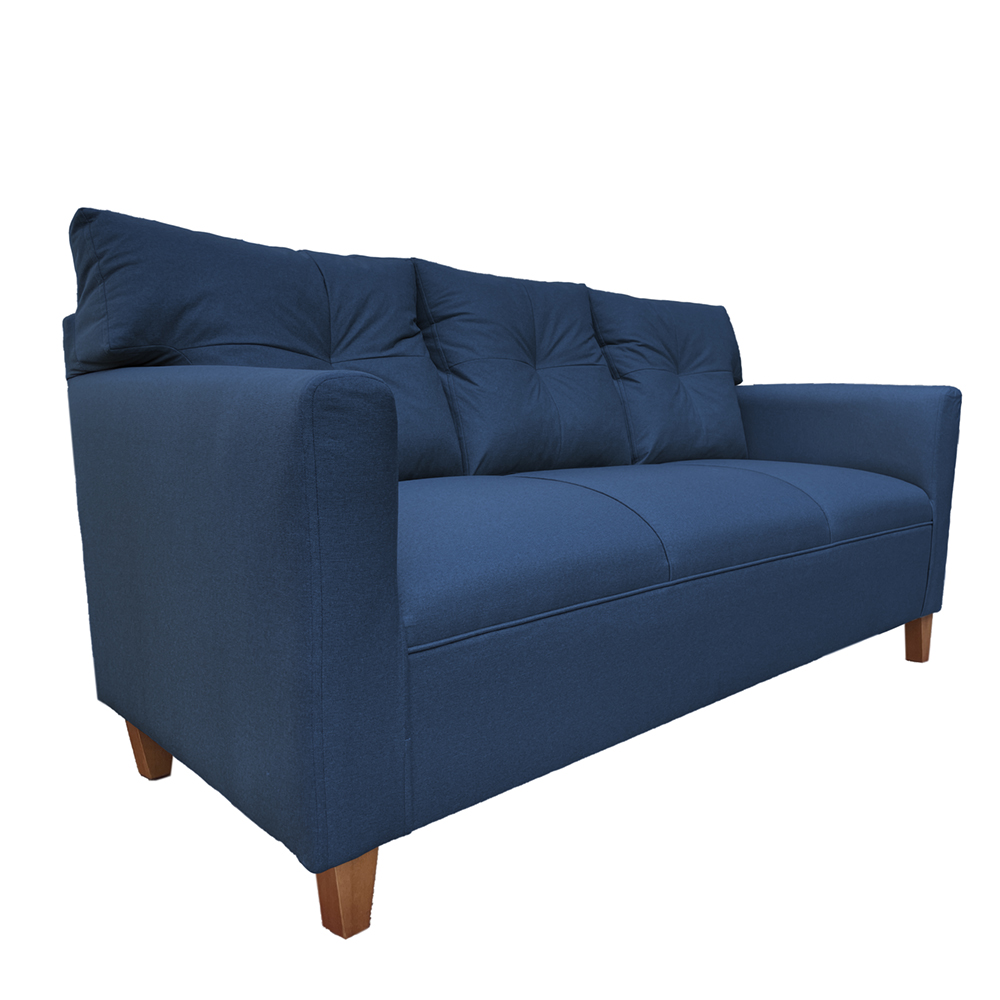 SOFA MATEO 3 CUERPOS PATA MADERA CHENILLE AZUL - 3