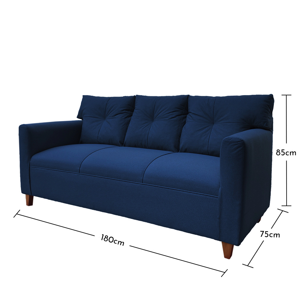 SOFA MATEO 3 CUERPOS PATA MADERA CHENILLE AZUL - 5