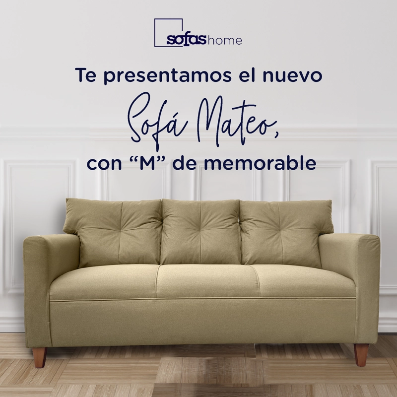SOFA MATEO 3 CUERPOS PATA MADERA CHENILLE BEIGE - 2