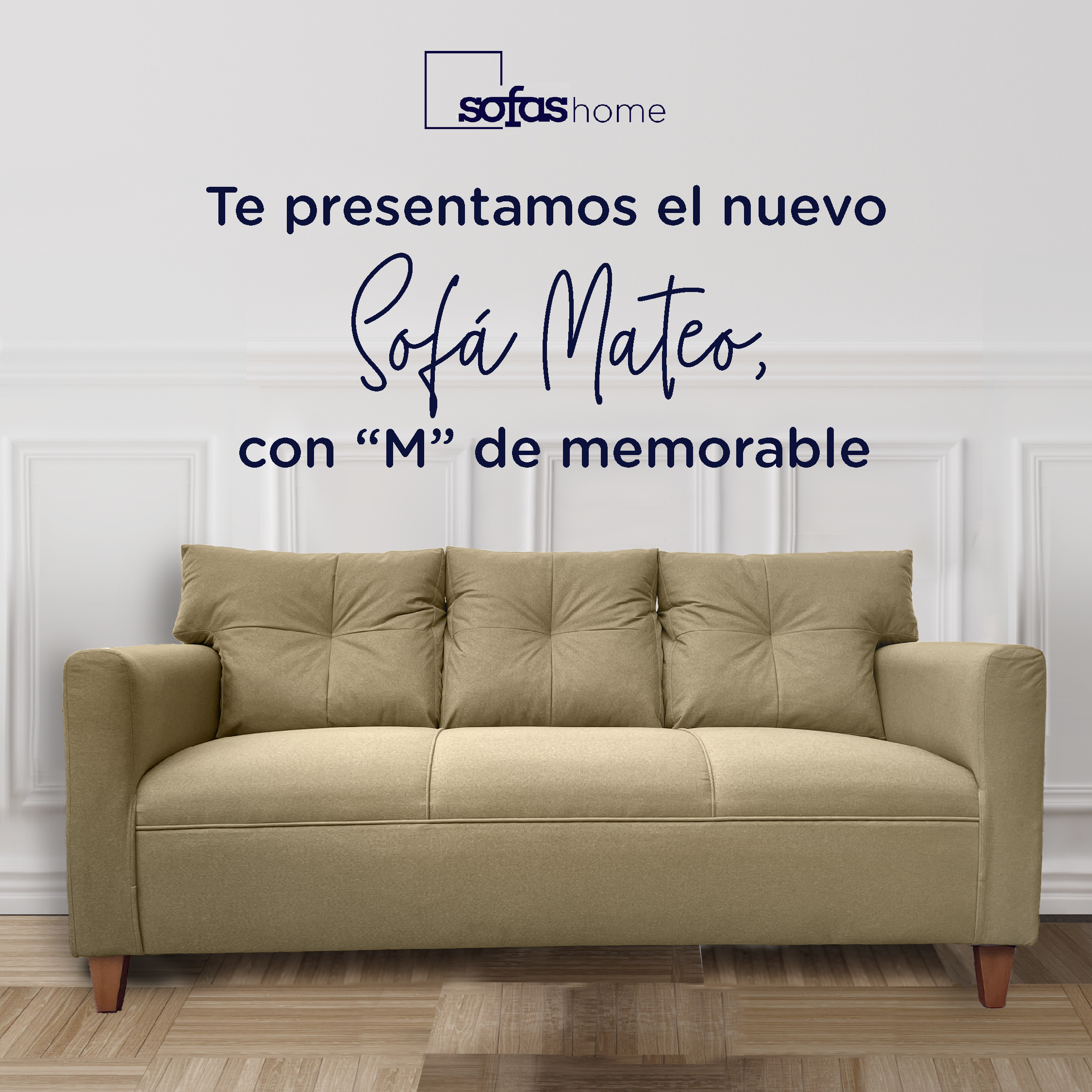 SOFA MATEO 3 CUERPOS PATA MADERA CHENILLE BEIGE - 2