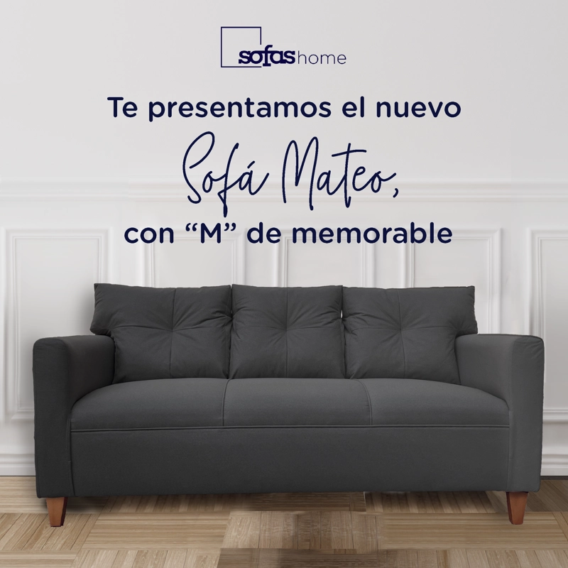 SOFA MATEO 3 CUERPOS PATA MADERA CHENILLE GRAFITO - 2