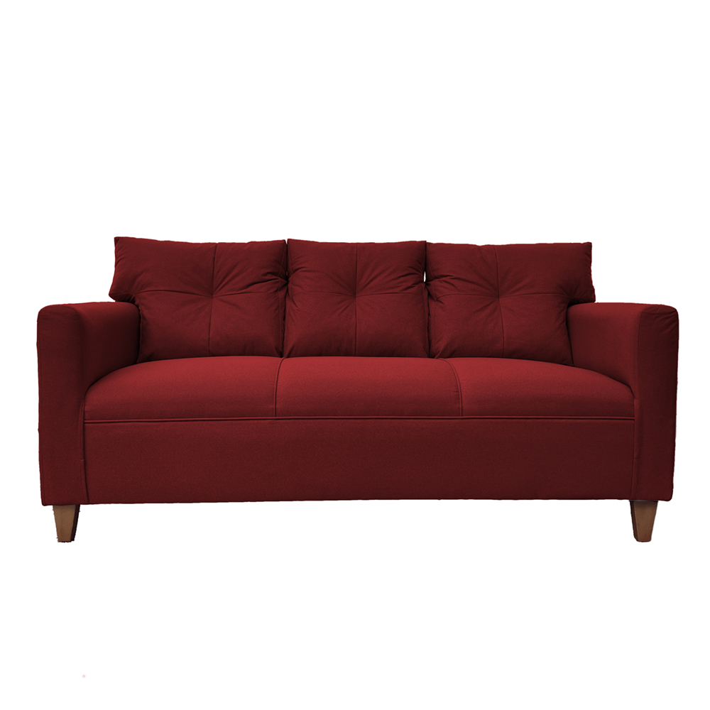 SOFA MATEO 3 CUERPOS PATA MADERA CHENILLE ROJO - 1