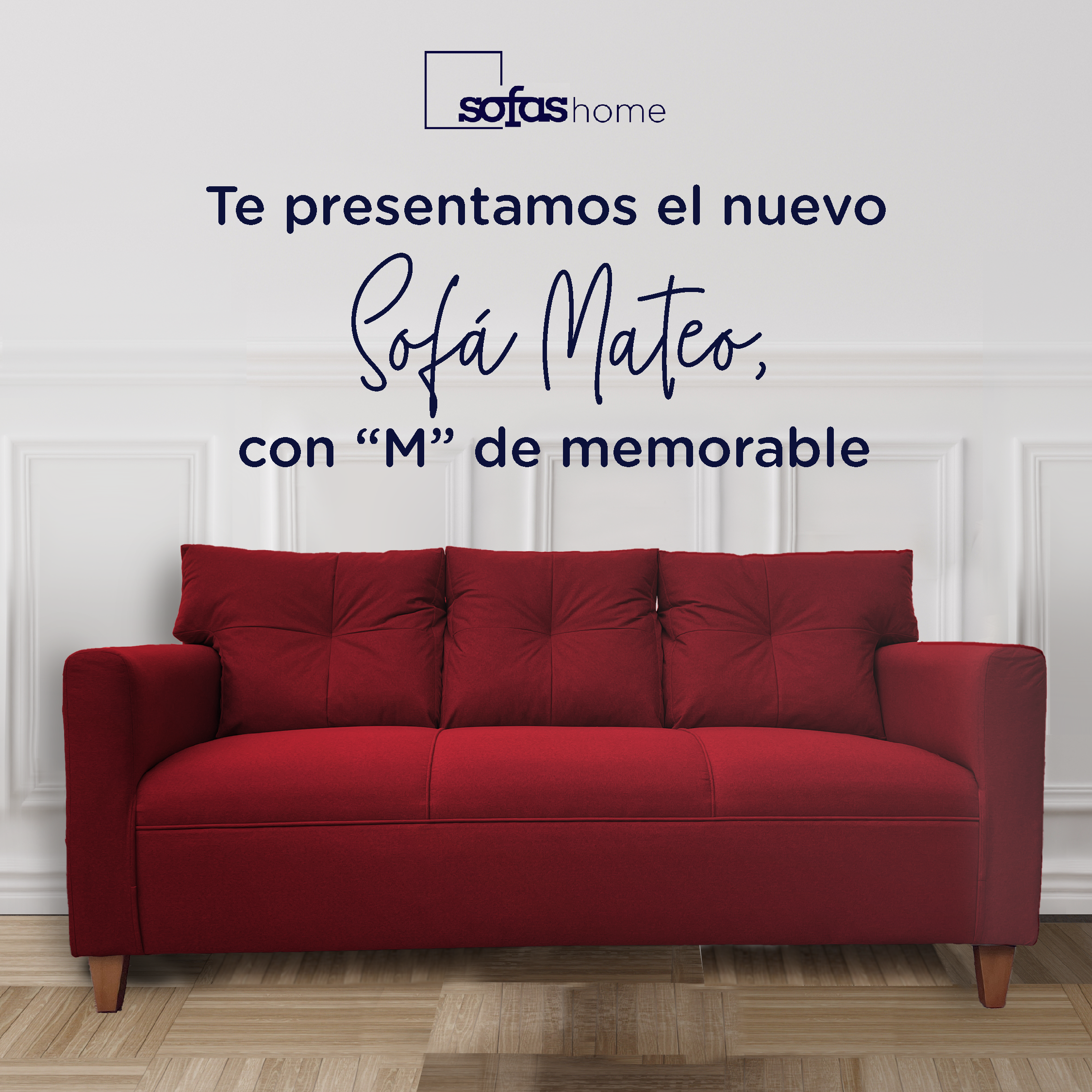 SOFA MATEO 3 CUERPOS PATA MADERA CHENILLE ROJO - 2