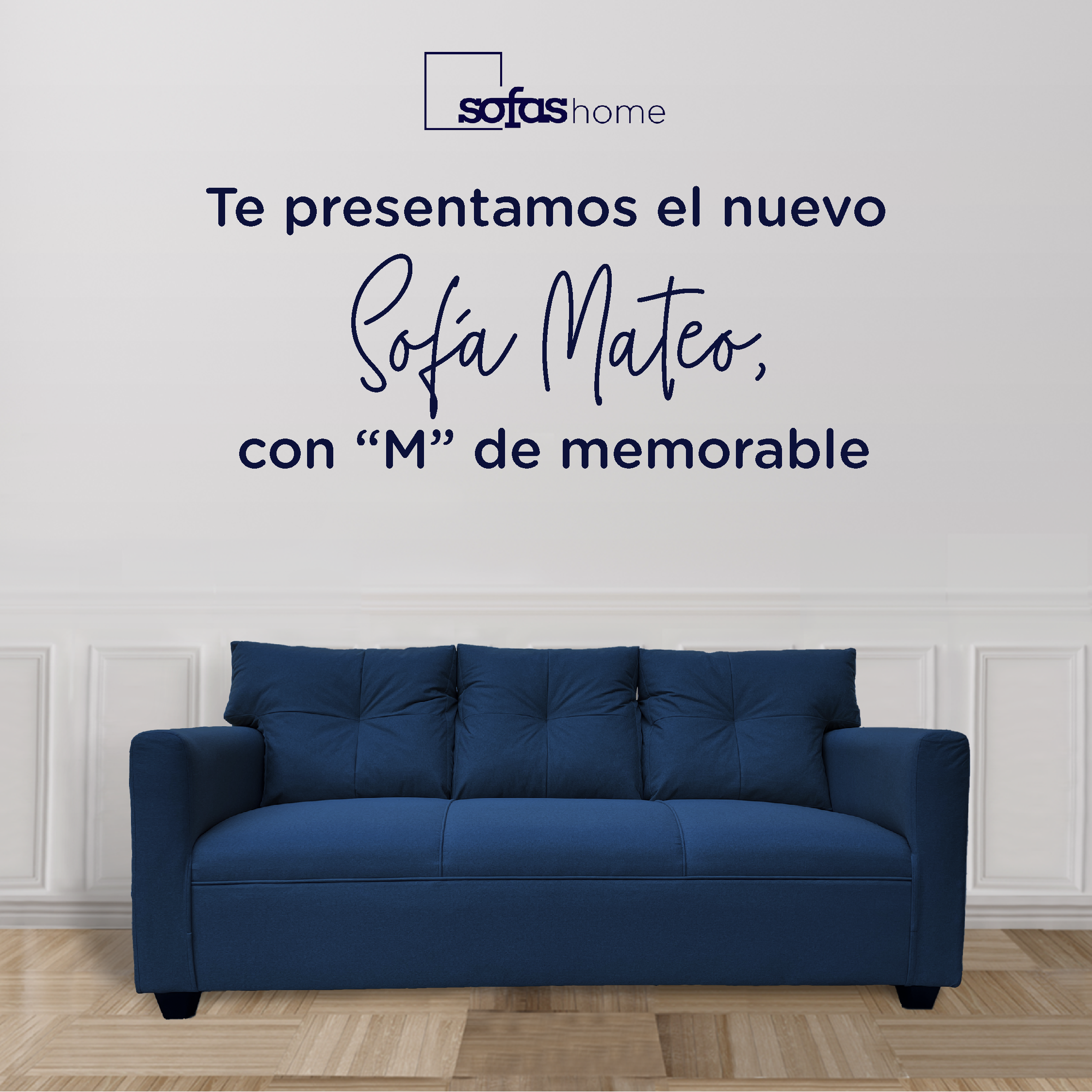 SOFA MATEO 3 CUERPOS CHENILLE AZUL PATA PLASTICA - 2