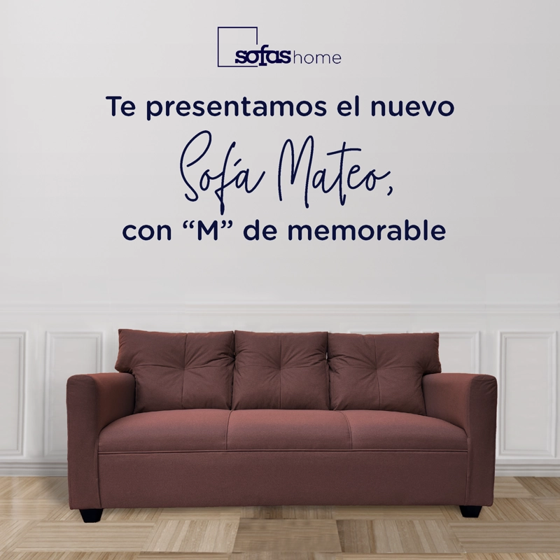 SOFA MATEO 3 CUERPOS CHENILLE CAFE PATA PLASTICA - 2
