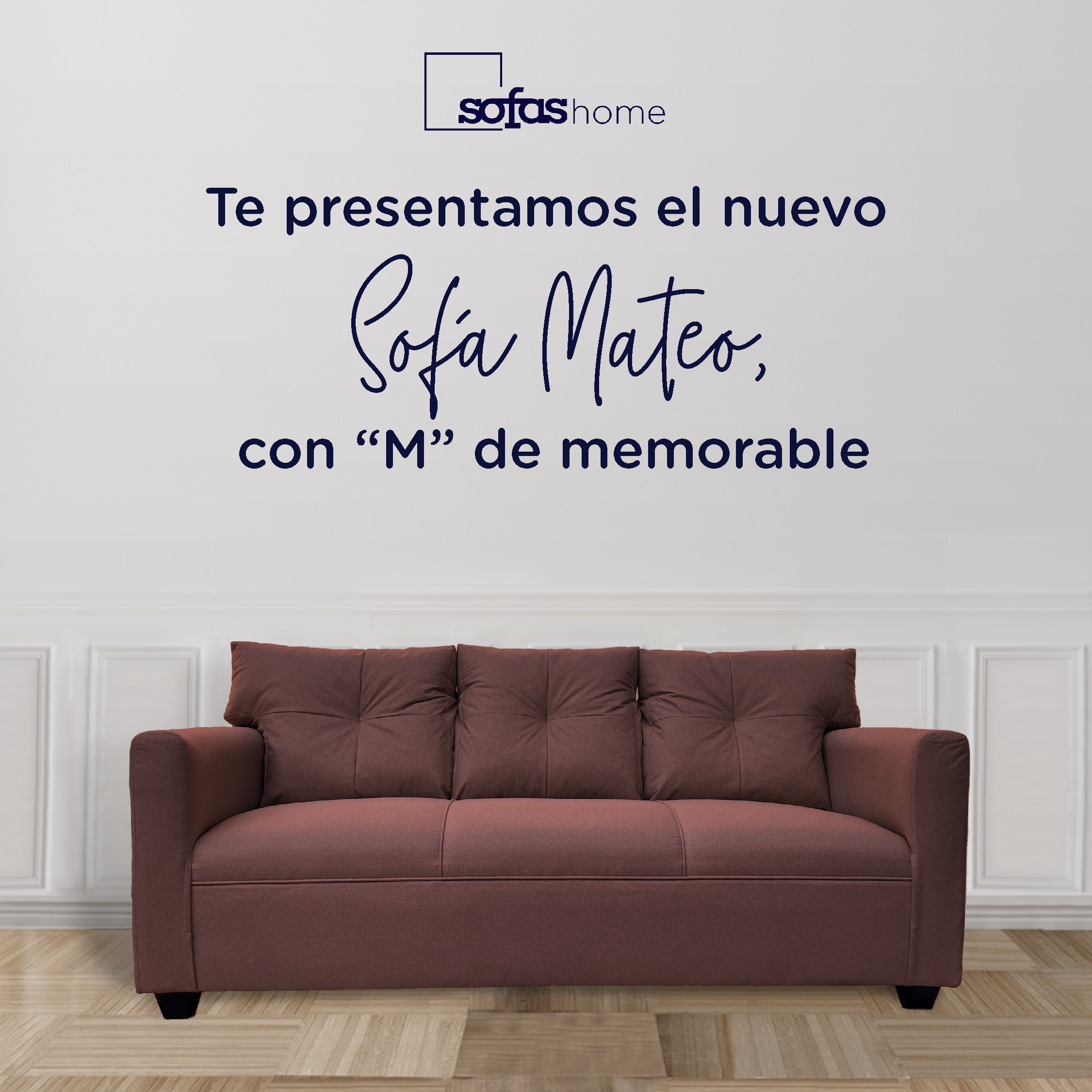 SOFA MATEO 3 CUERPOS CHENILLE CAFE PATA PLASTICA - 2
