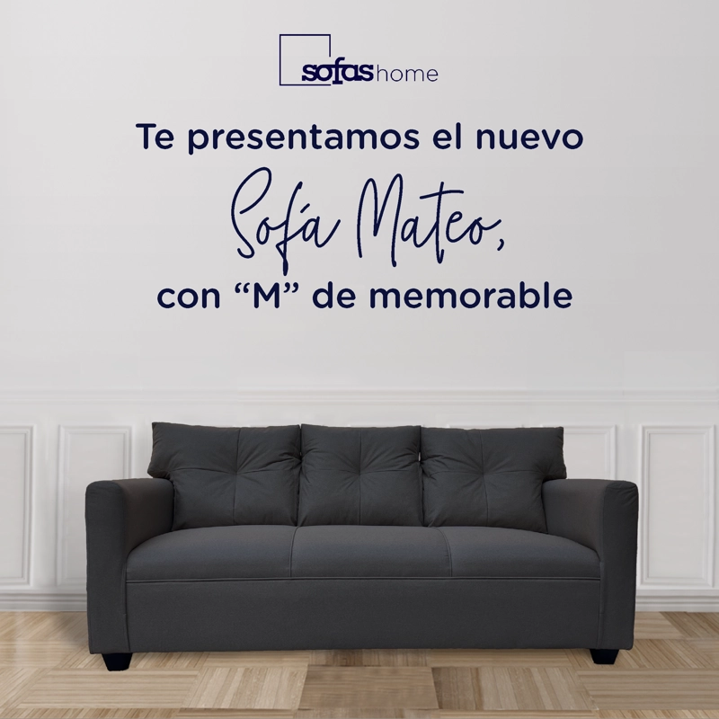 SOFA MATEO 3 CUERPOS CHENILLE GRAFITO PATA PLASTICA - 2