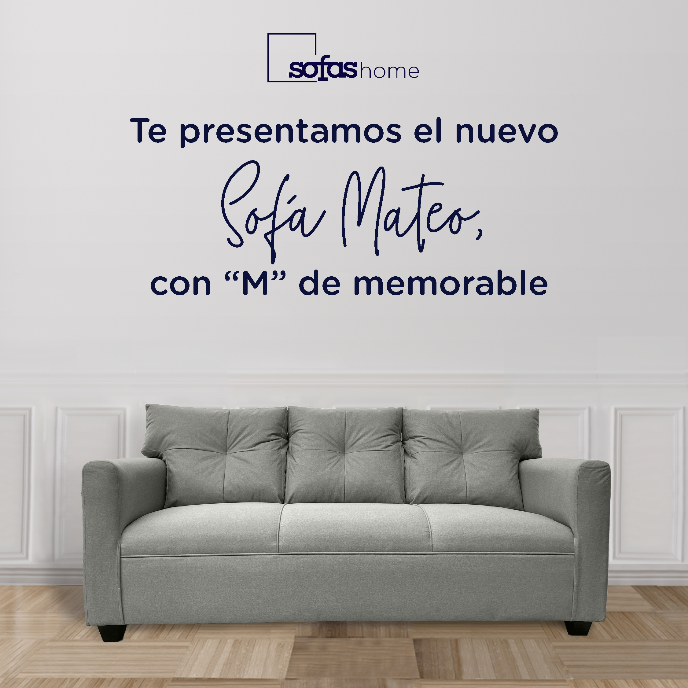 SOFA MATEO 3 CUERPOS CHENILLE GRIS PATA PLASTICA - 2