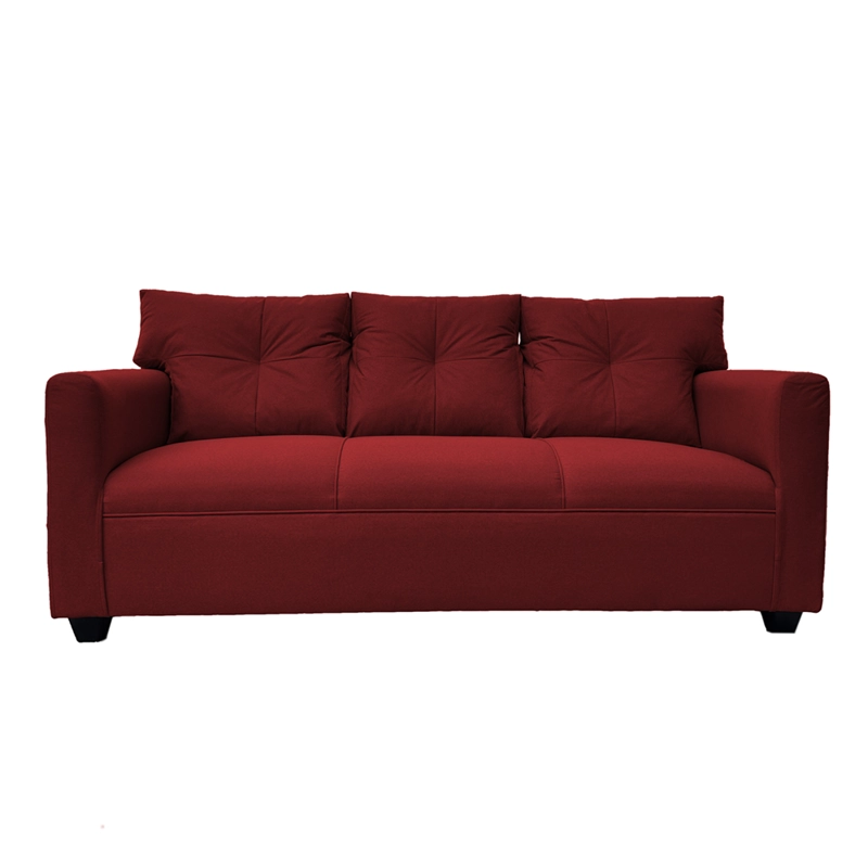 SOFA MATEO 3 CUERPOS CHENILLE ROJO PATA PLASTICA - 1