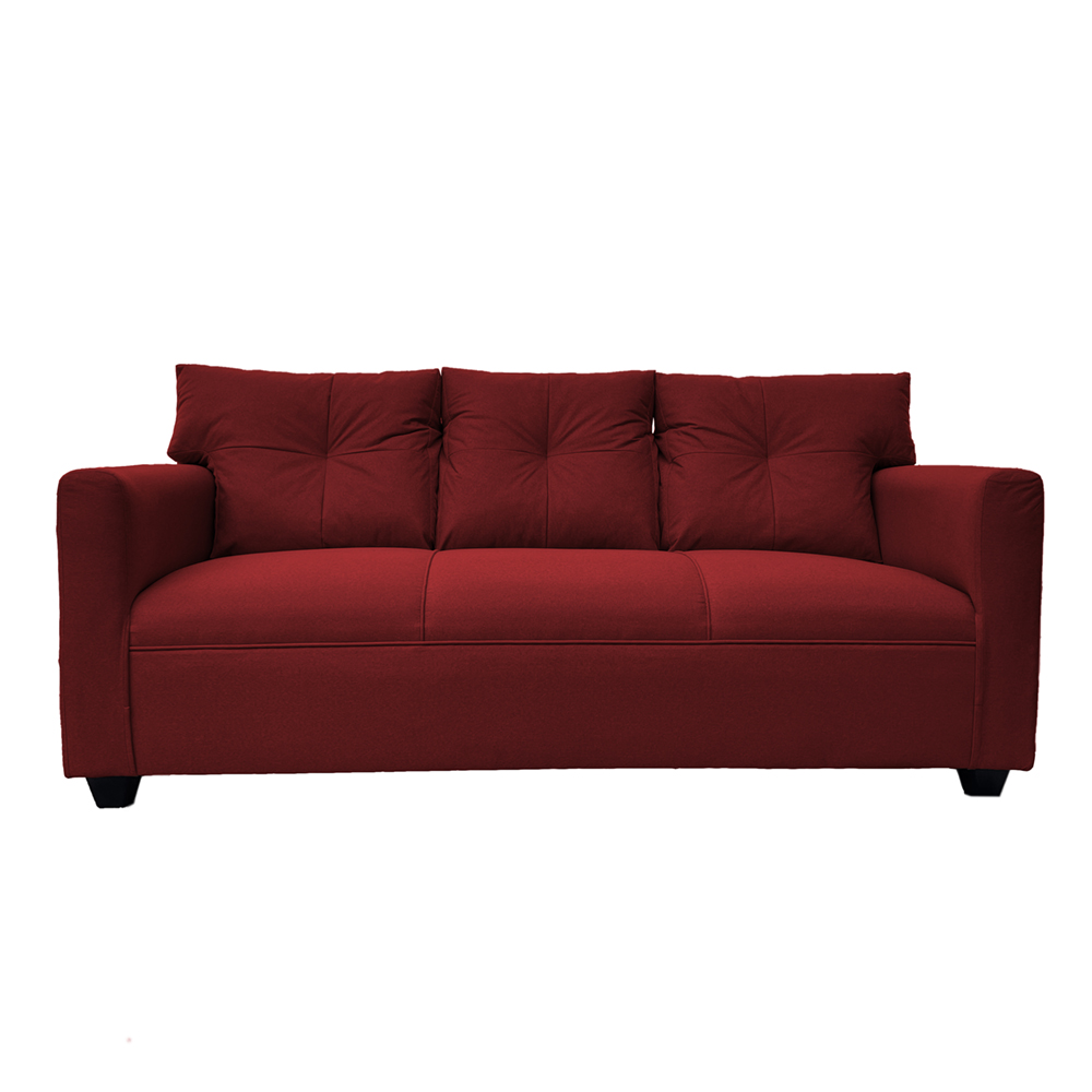 SOFA MATEO 3 CUERPOS CHENILLE ROJO PATA PLASTICA - 1