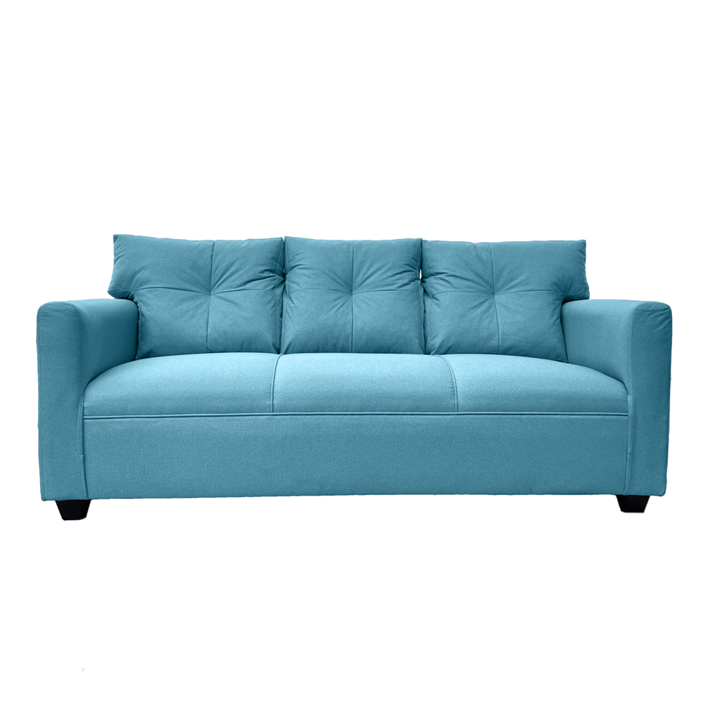SOFA MATEO 3 CUERPOS CHENILLE TURQUESA PATA PLASTICA - 1
