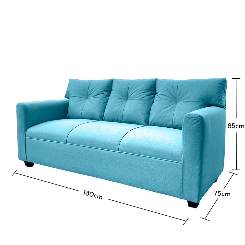SOFA MATEO 3 CUERPOS CHENILLE TURQUESA PATA PLASTICA - 5