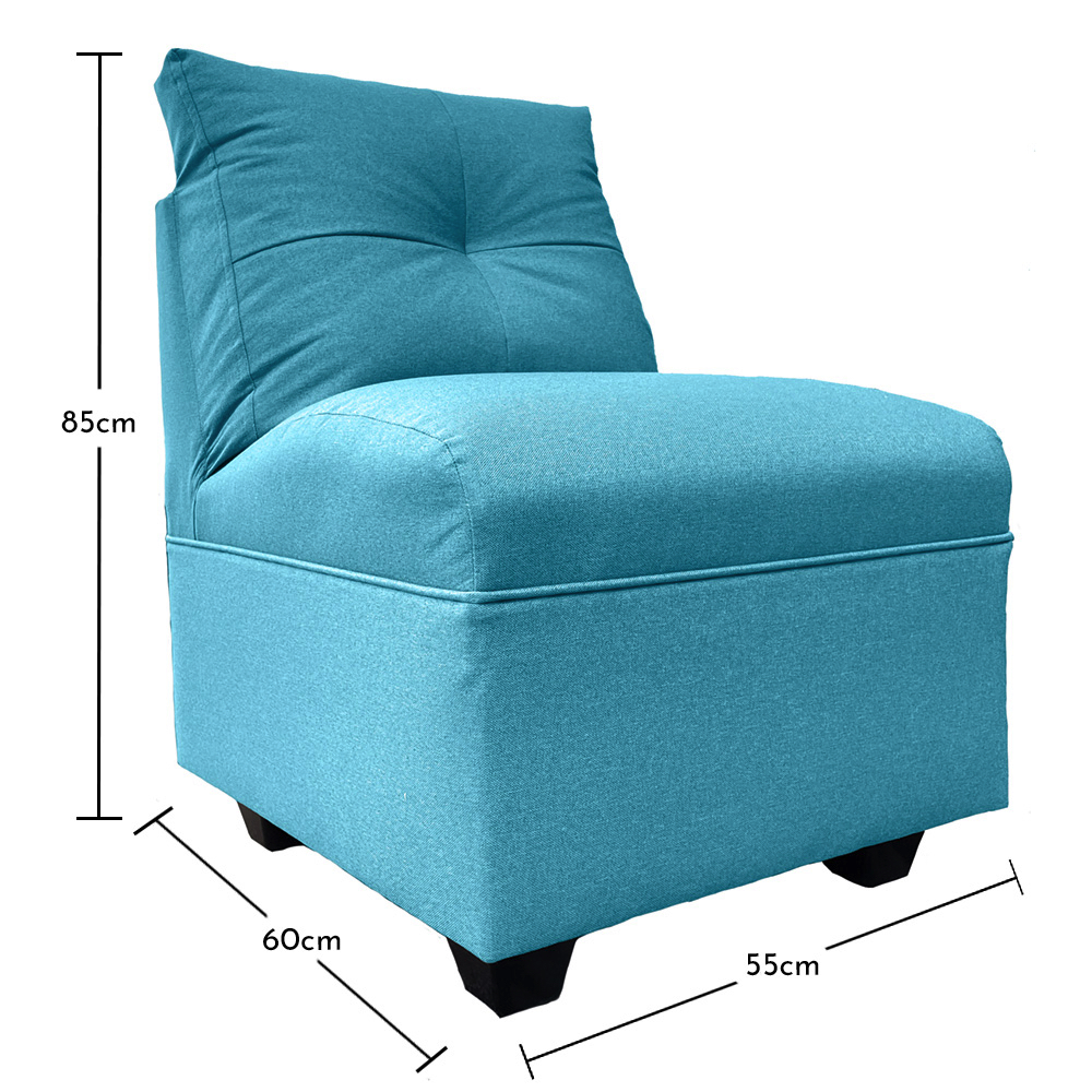 BUTACA MATEO 1 CUERPO CHENILLE TURQUESA PATA PLASTICA - 5