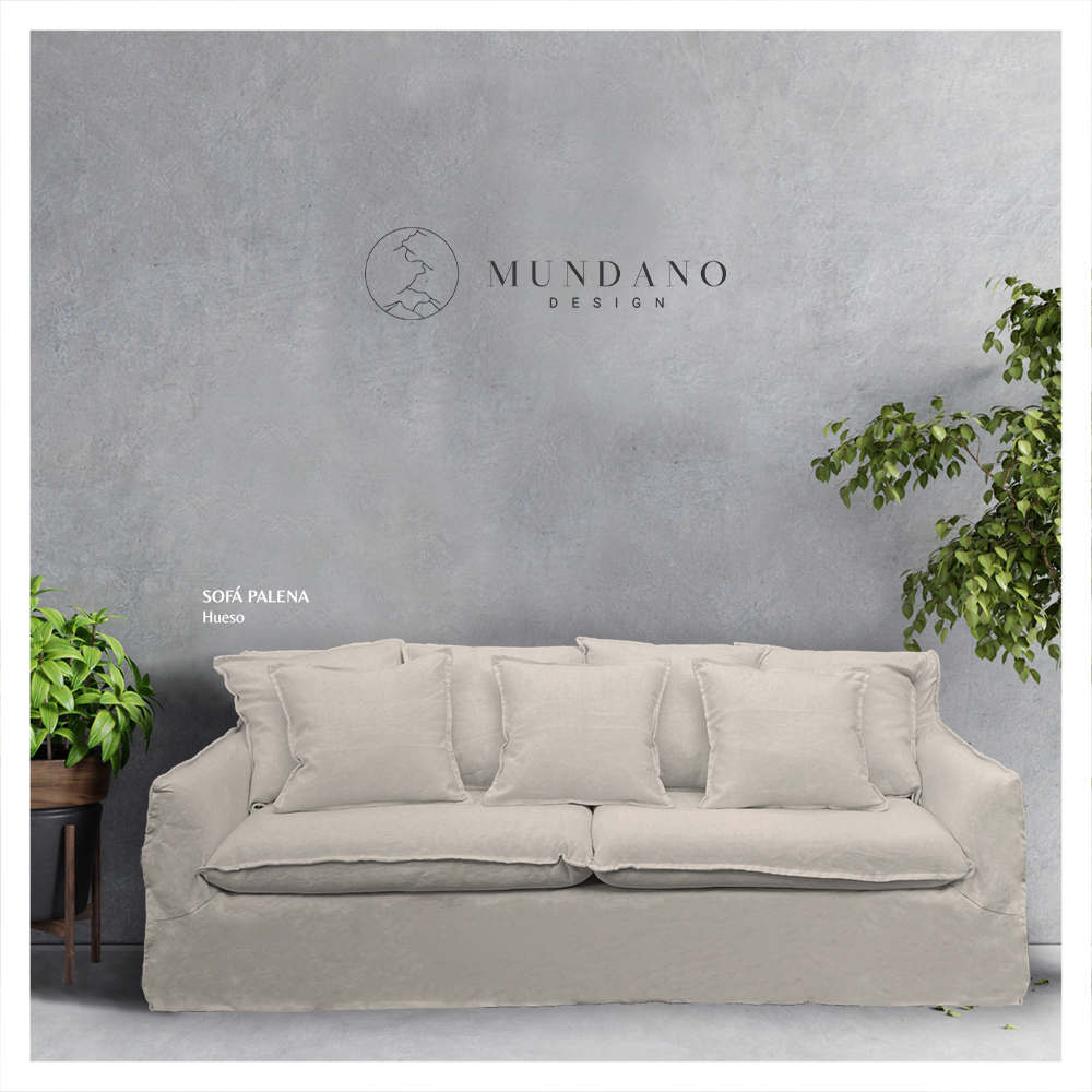 SOFA PALENA 3 CUERPOS CHENILLE HUESO - 2