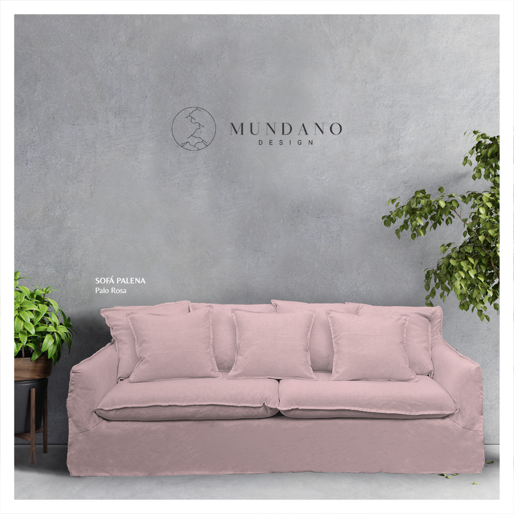 SOFA PALENA 3 CUERPOS CHENILLE PALO ROSA - 2