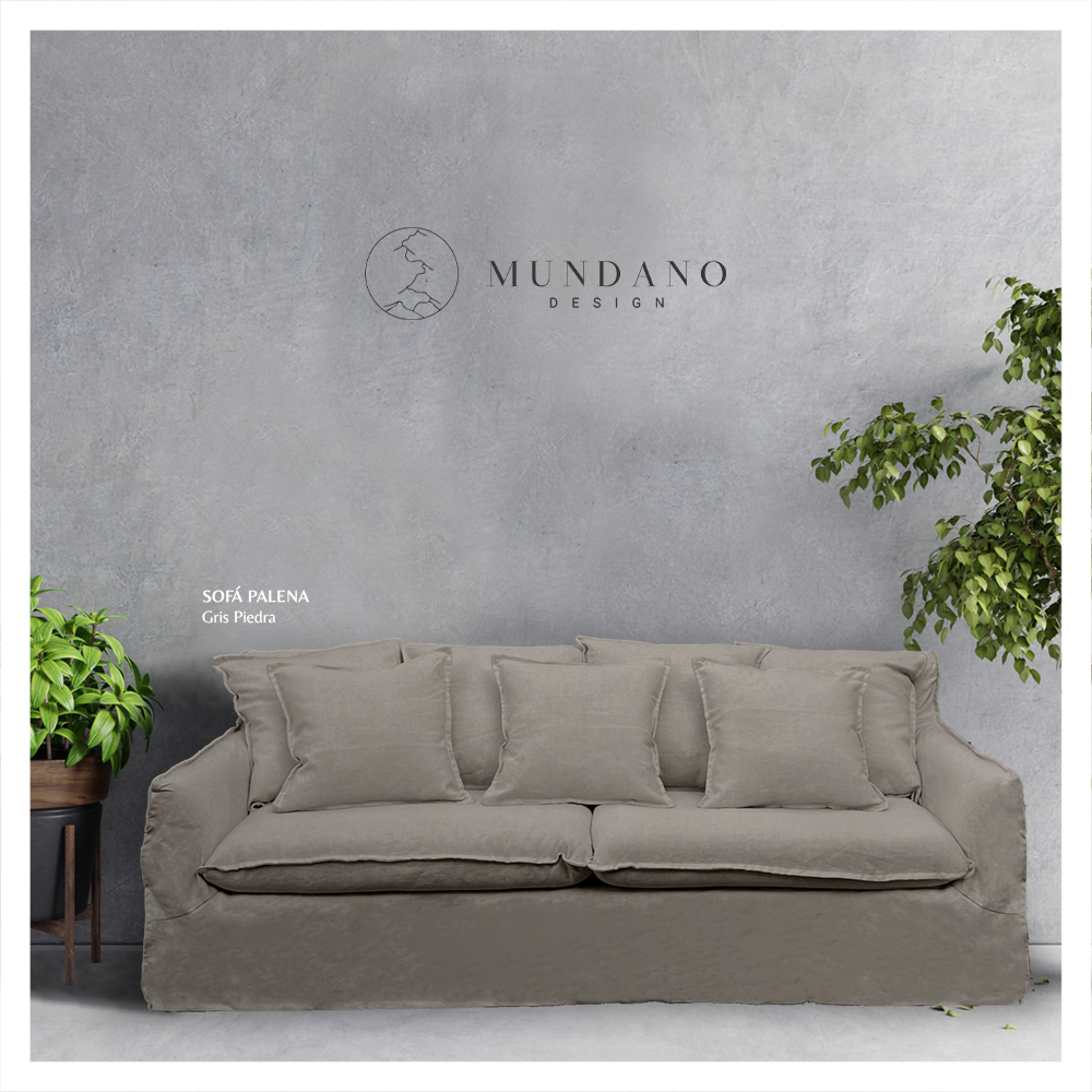SOFA PALENA 3 CUERPOS LINO GRIS PIEDRA - 2