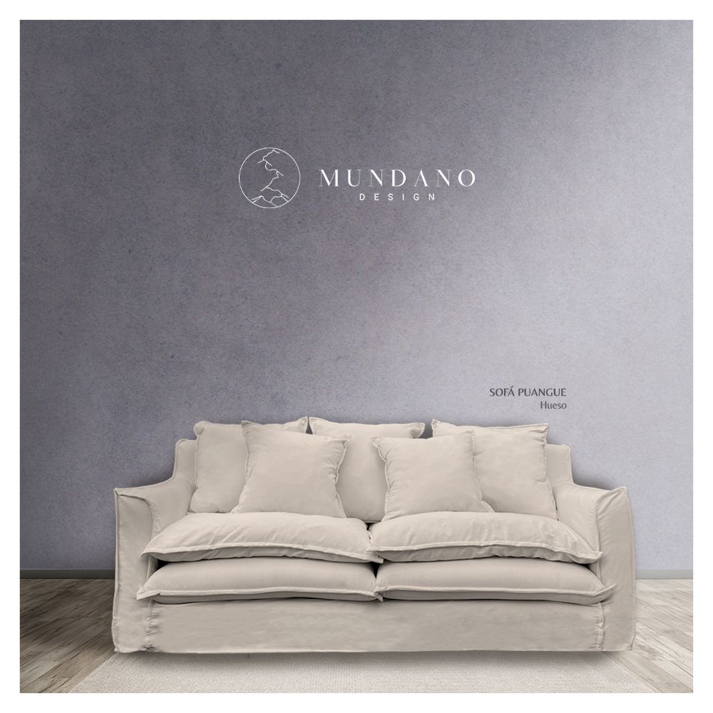 SOFA PUANGUE 3 CUERPOS CHENILLE HUESO - 2