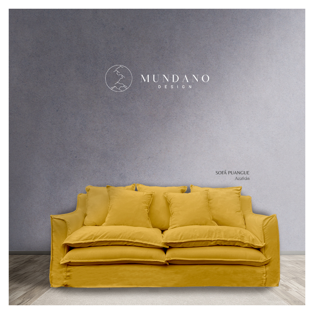 SOFA PUANGUE 3 CUERPOS LINO AZAFRAN - 2