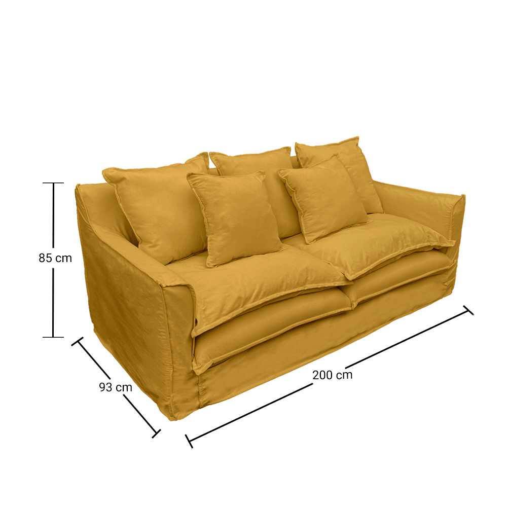 SOFA PUANGUE 3 CUERPOS LINO AZAFRAN - 6