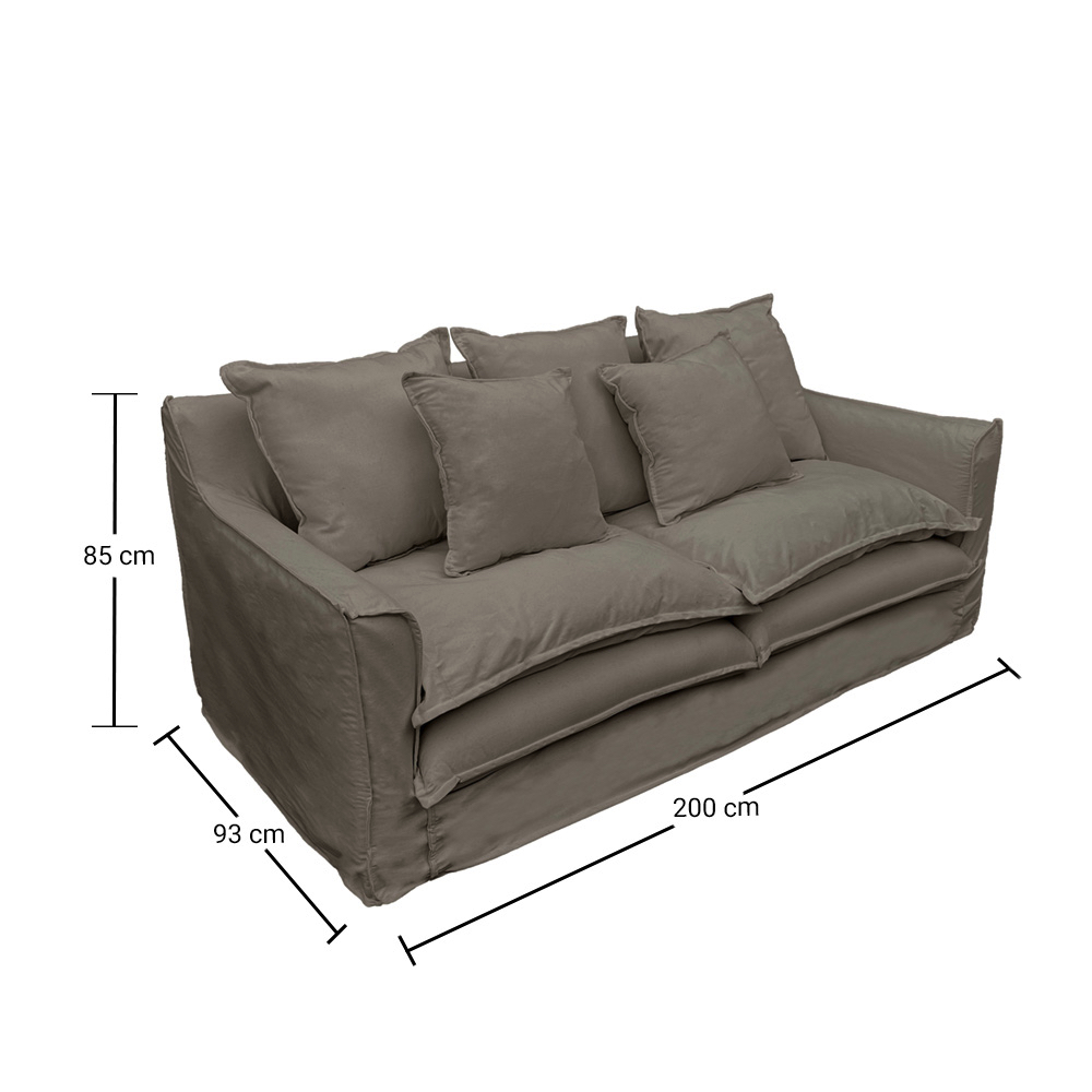 SOFA PUANGUE 3 CUERPOS LINO GRIS PIEDRA - 6