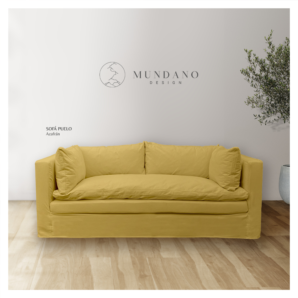 SOFA PUELO 3 CUERPOS CHENILLE AZAFRAN - 2
