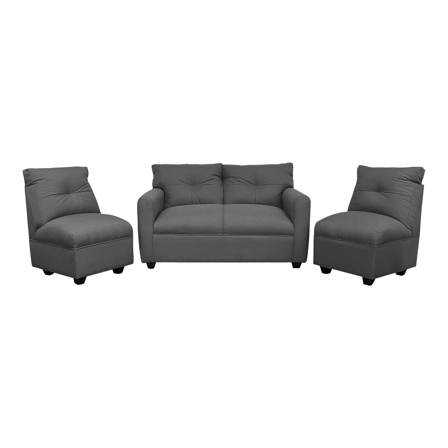 JUEGO LIVING SOFAS HOME MATEO CHENILLE GRIS PATA PLASTICA 2C.1C.1C - 1