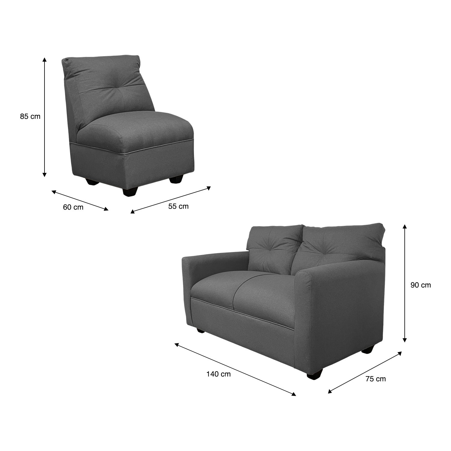 JUEGO LIVING SOFAS HOME MATEO CHENILLE GRIS PATA PLASTICA 2C.1C.1C - 3